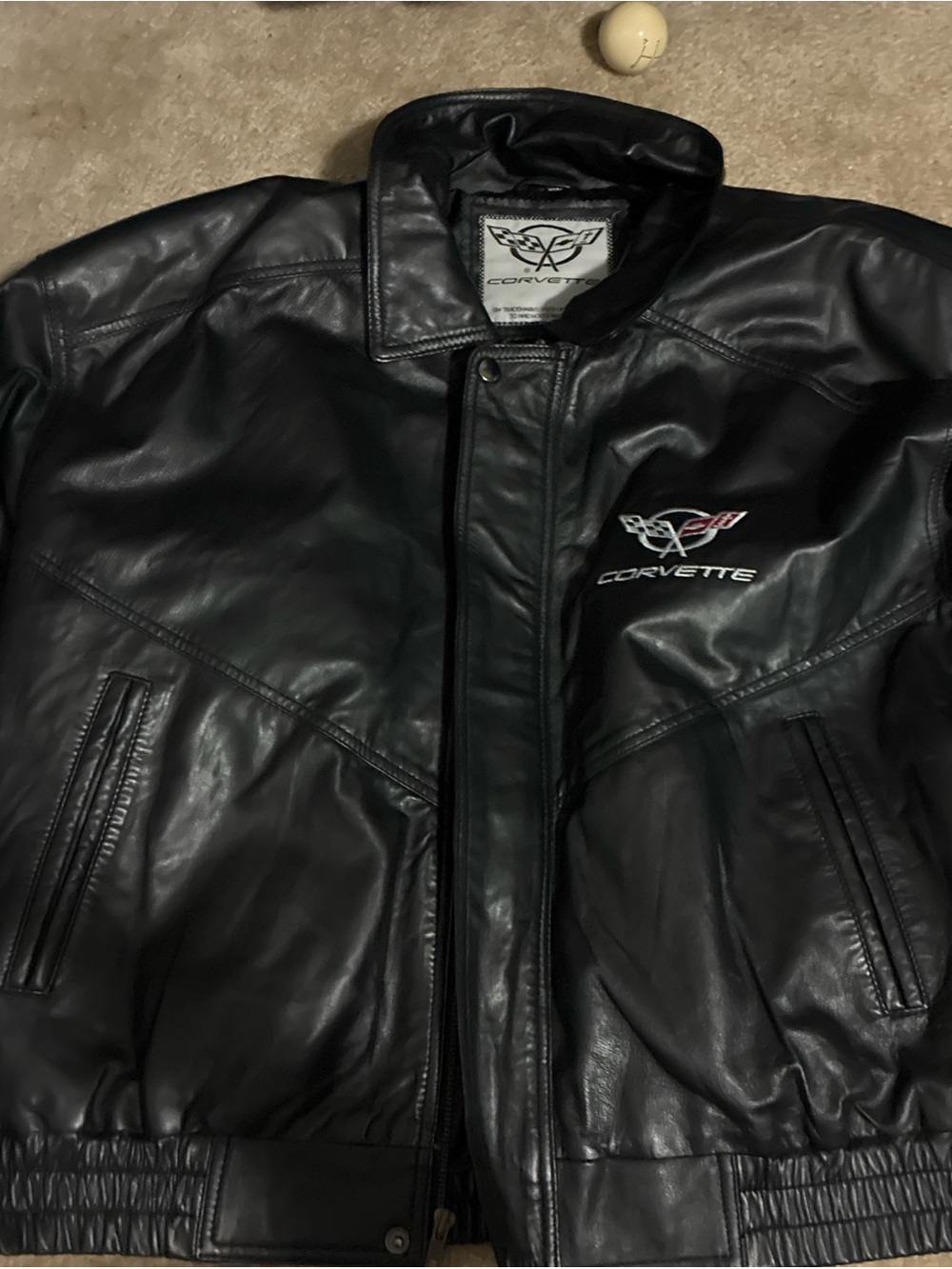 Corvette Black Leather Bomber Jacket for Men
